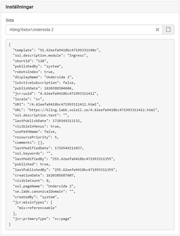 Node properties example
