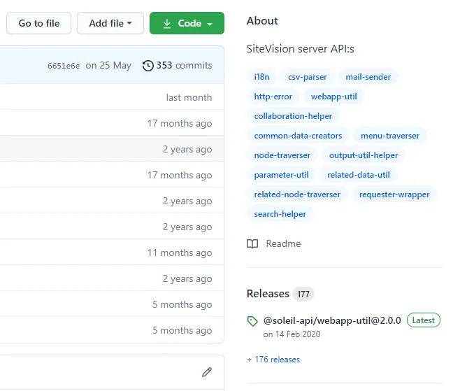 Skärmdump från GitHub, bilden visar ett repo i detaljerad vy, med fokus på repots topics